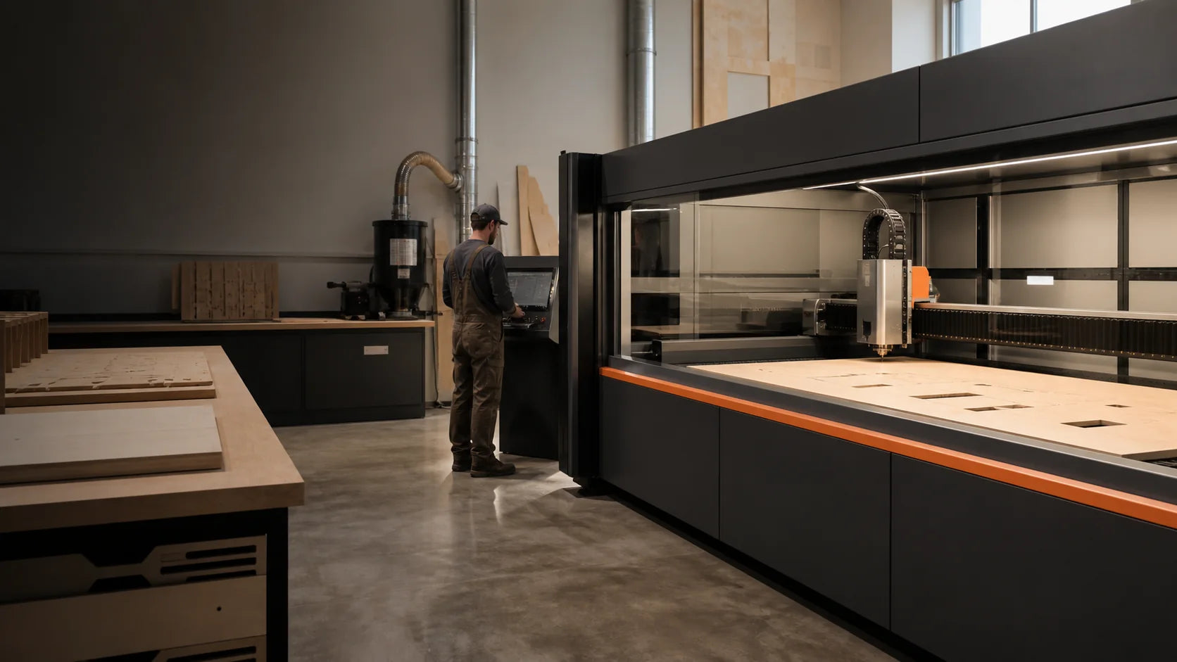 Professional fabrication equipment in a modern workshop